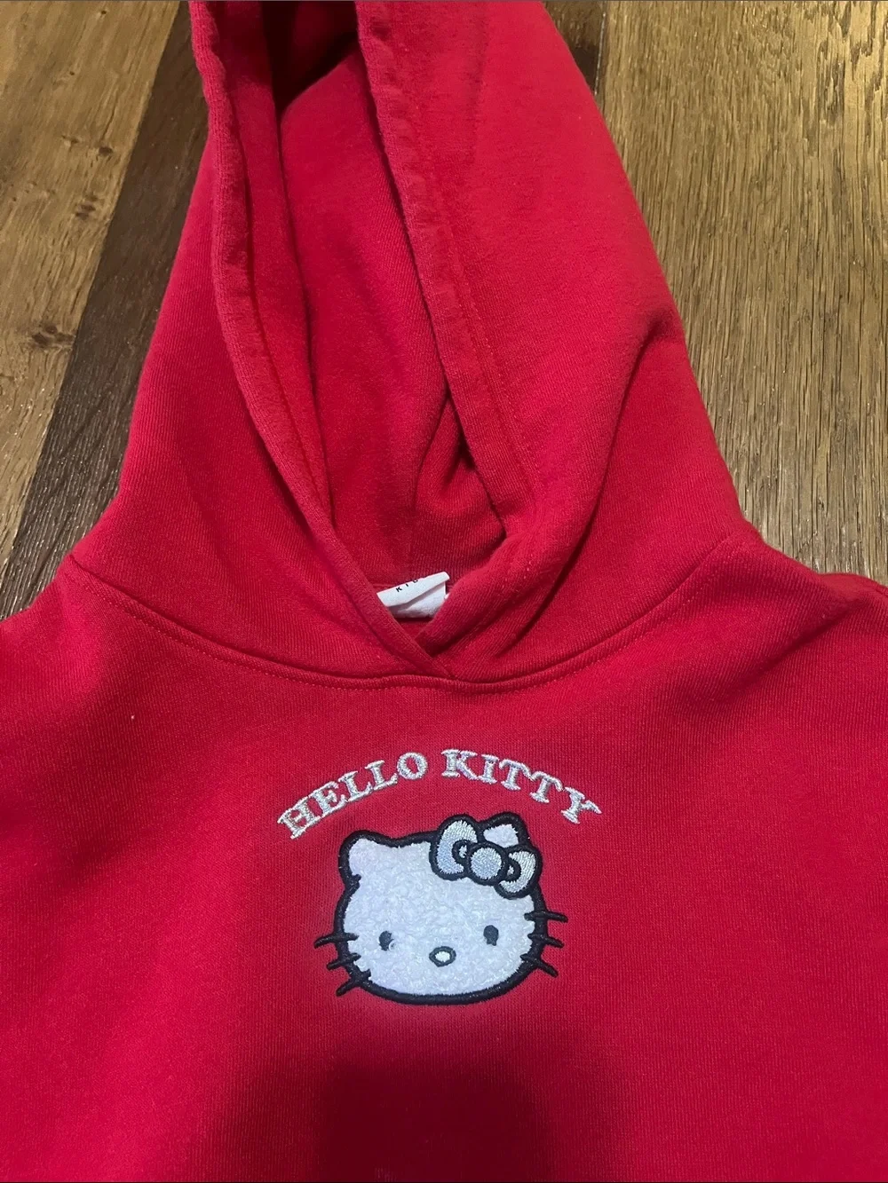 Hello Kitty Bright Red Pullover Hoodie with Embroidered Logo
